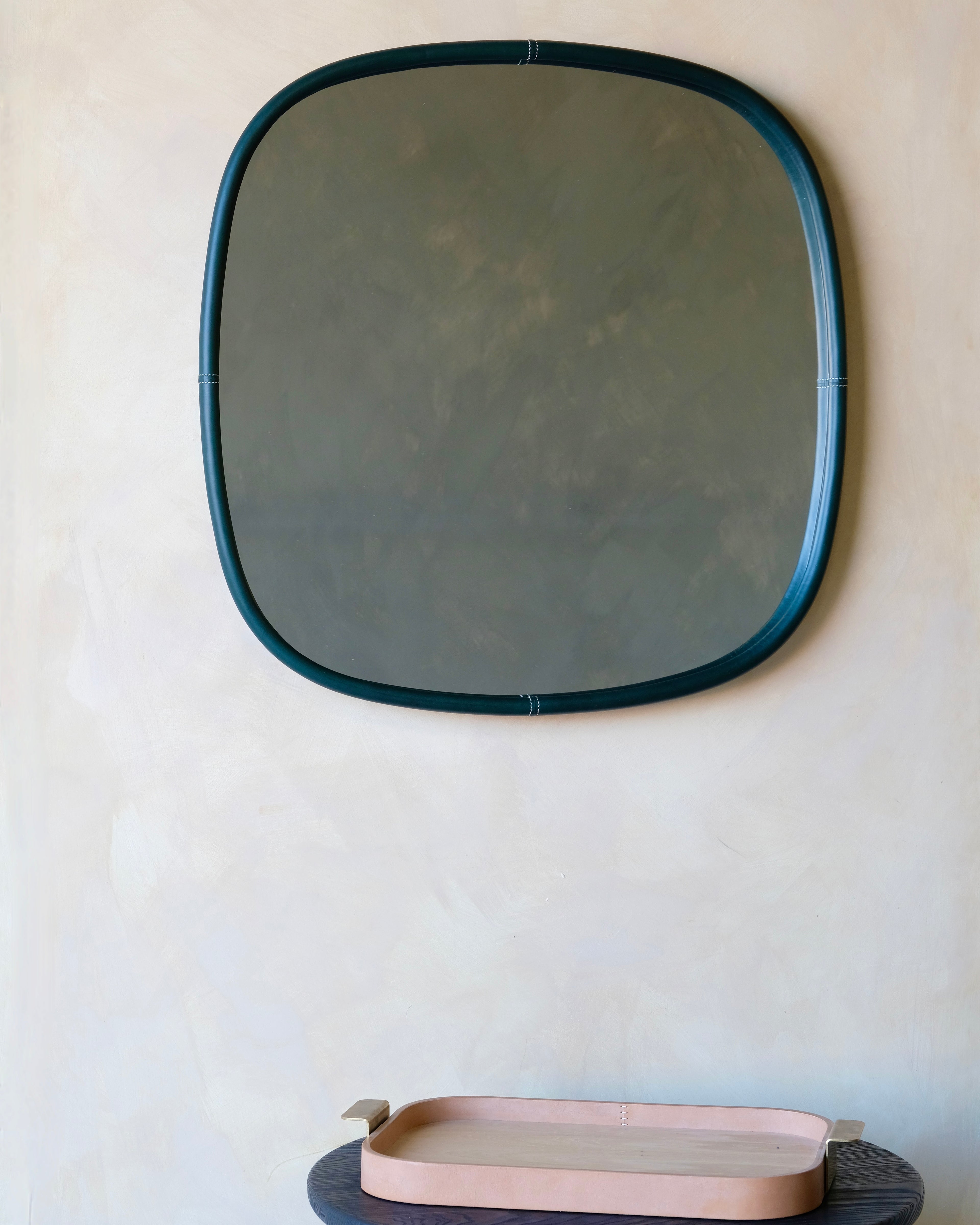 BOLSTER - Large Square - Leather Bound Mirror