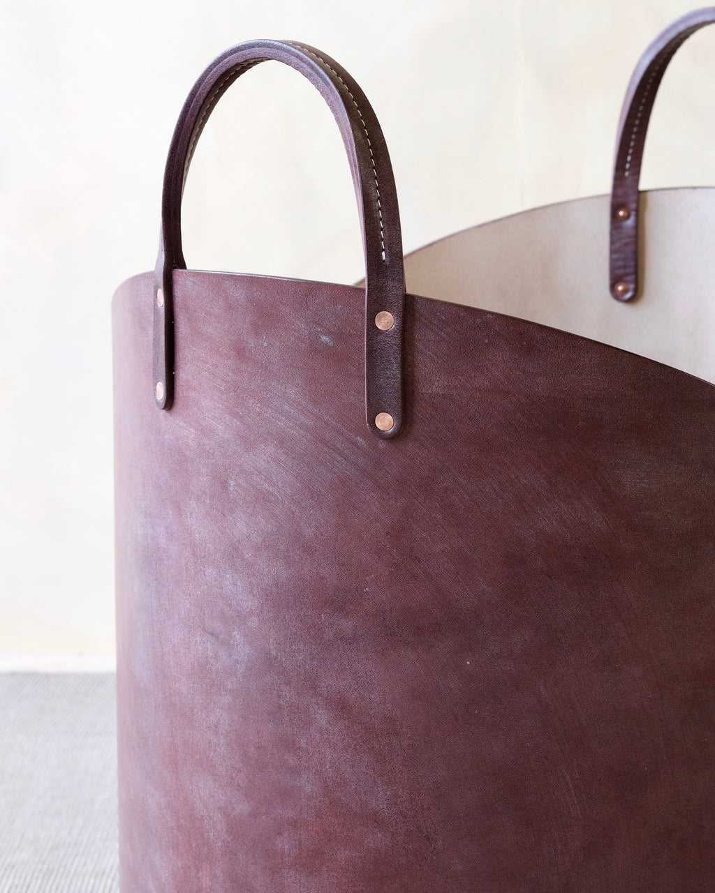 Leather Log Basket - Large