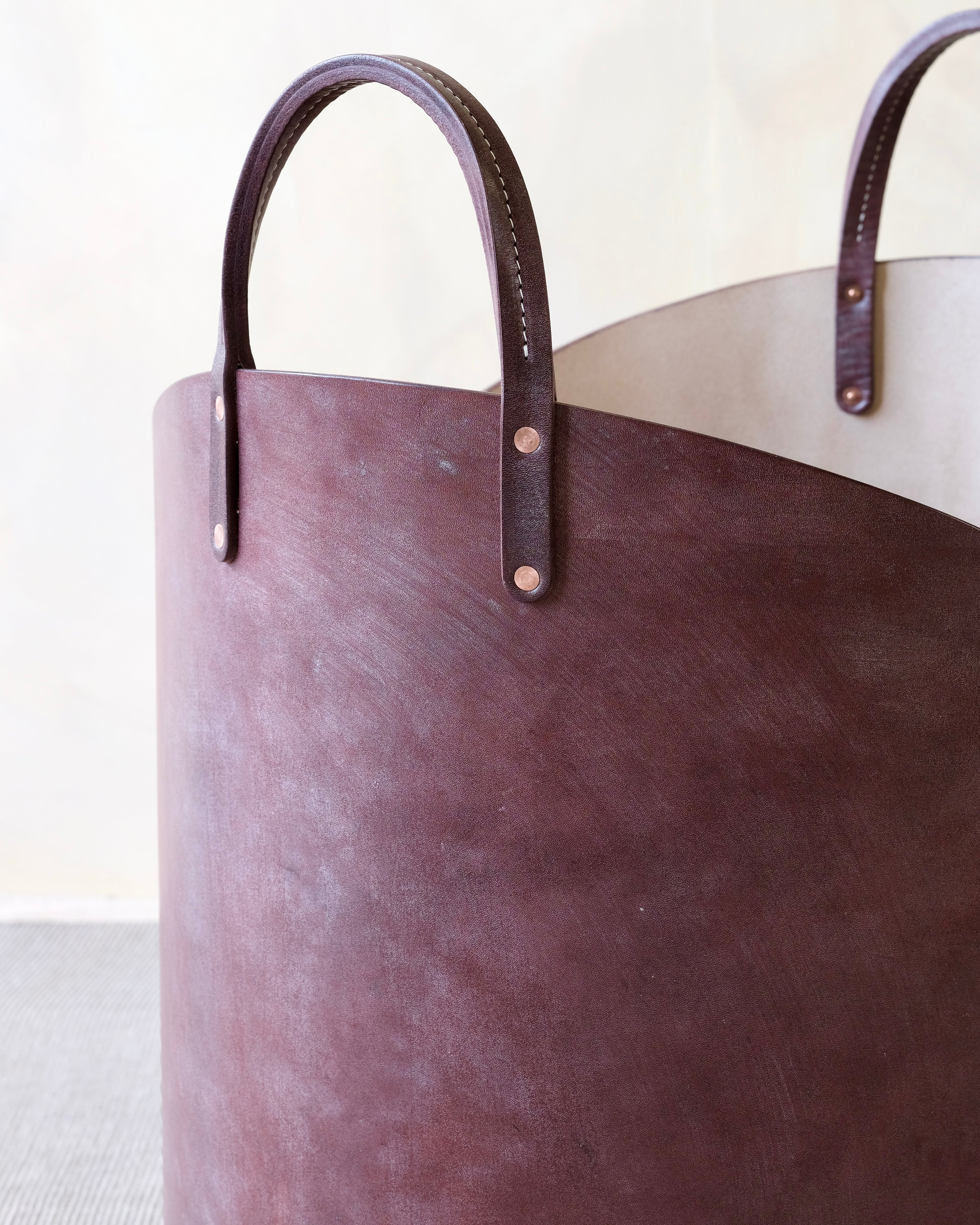Leather Log Basket - Large
