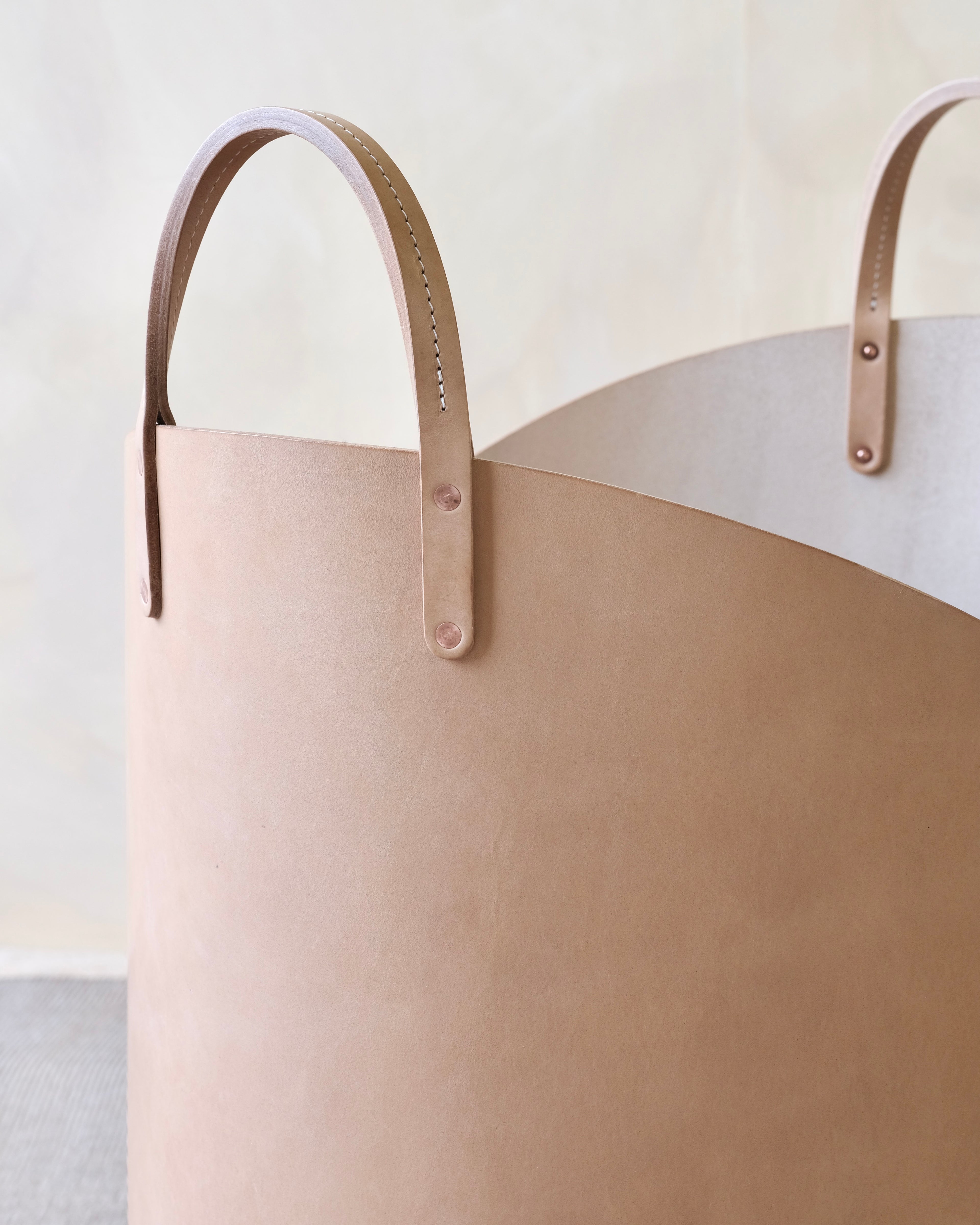 Leather Log Basket - Large