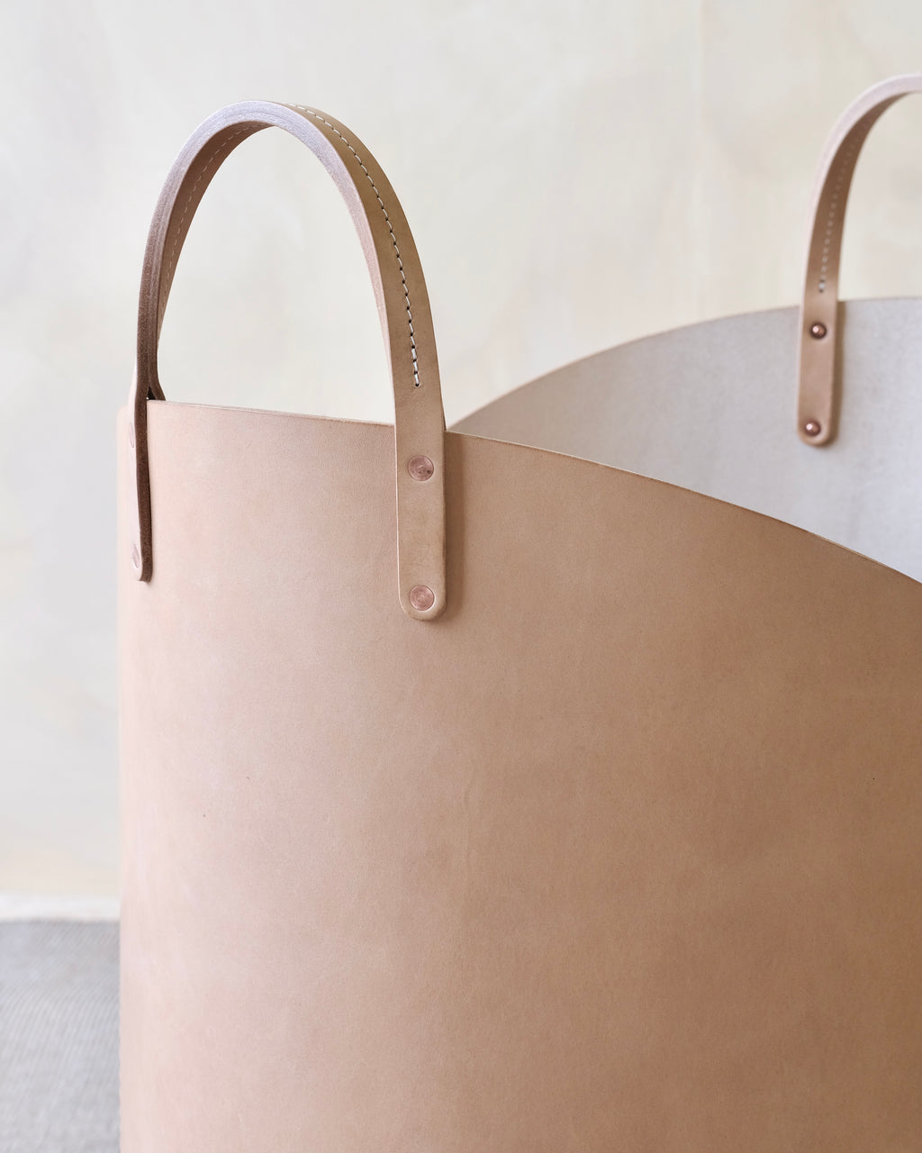 Leather Log Basket - Large