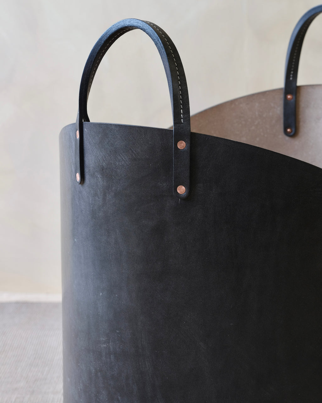 Leather Log Basket - Large