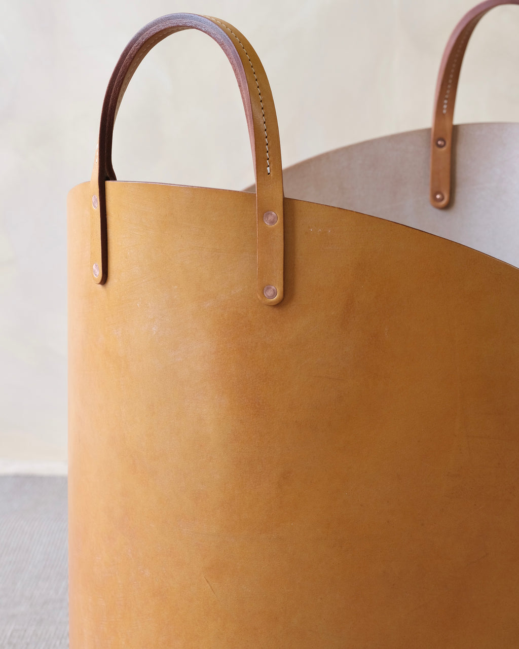 Leather Log Basket - Large