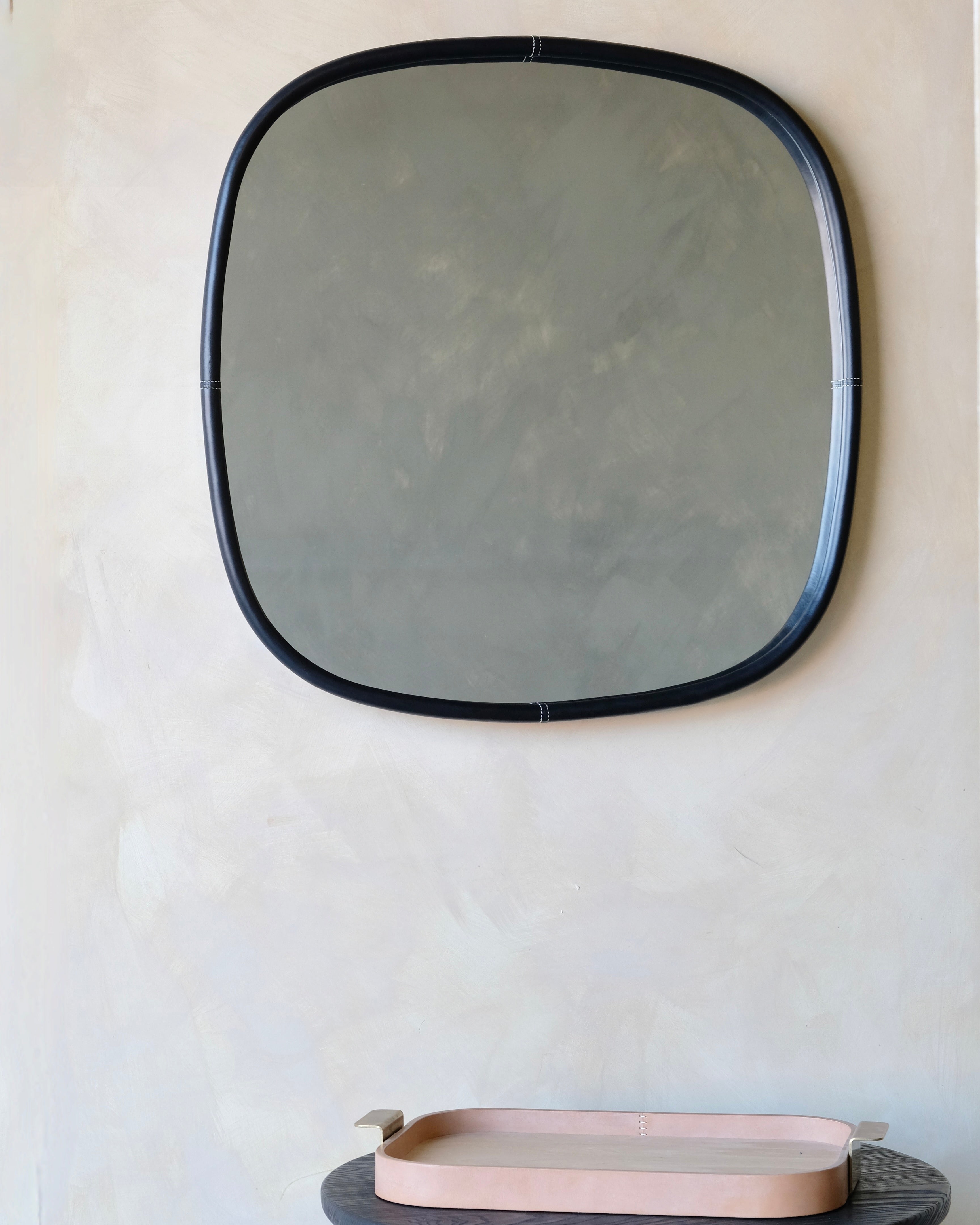 BOLSTER - Large Square - Leather Bound Mirror