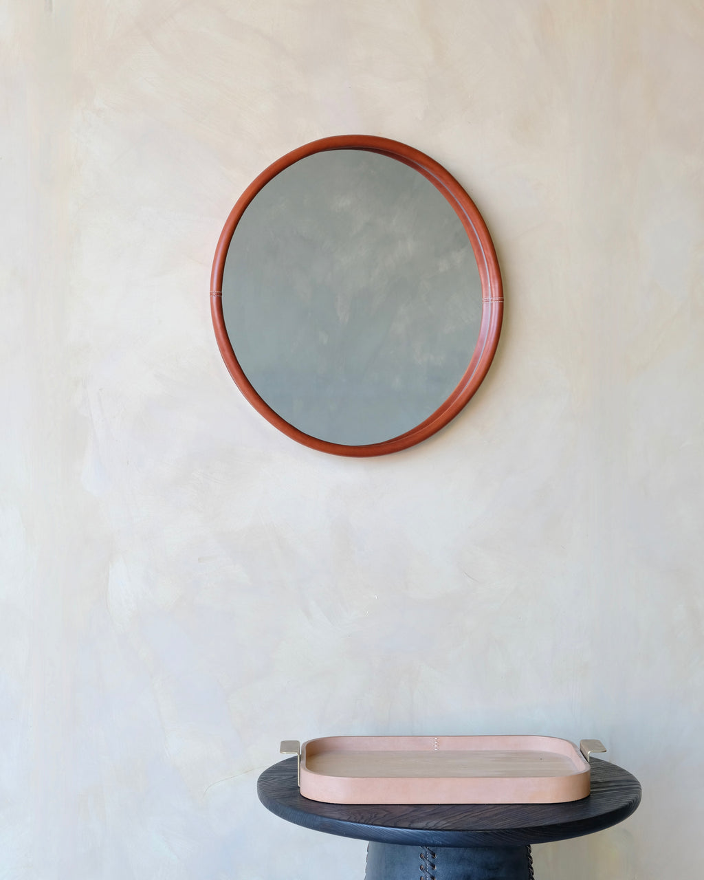 BOLSTER - Circle - Leather Bound Mirror