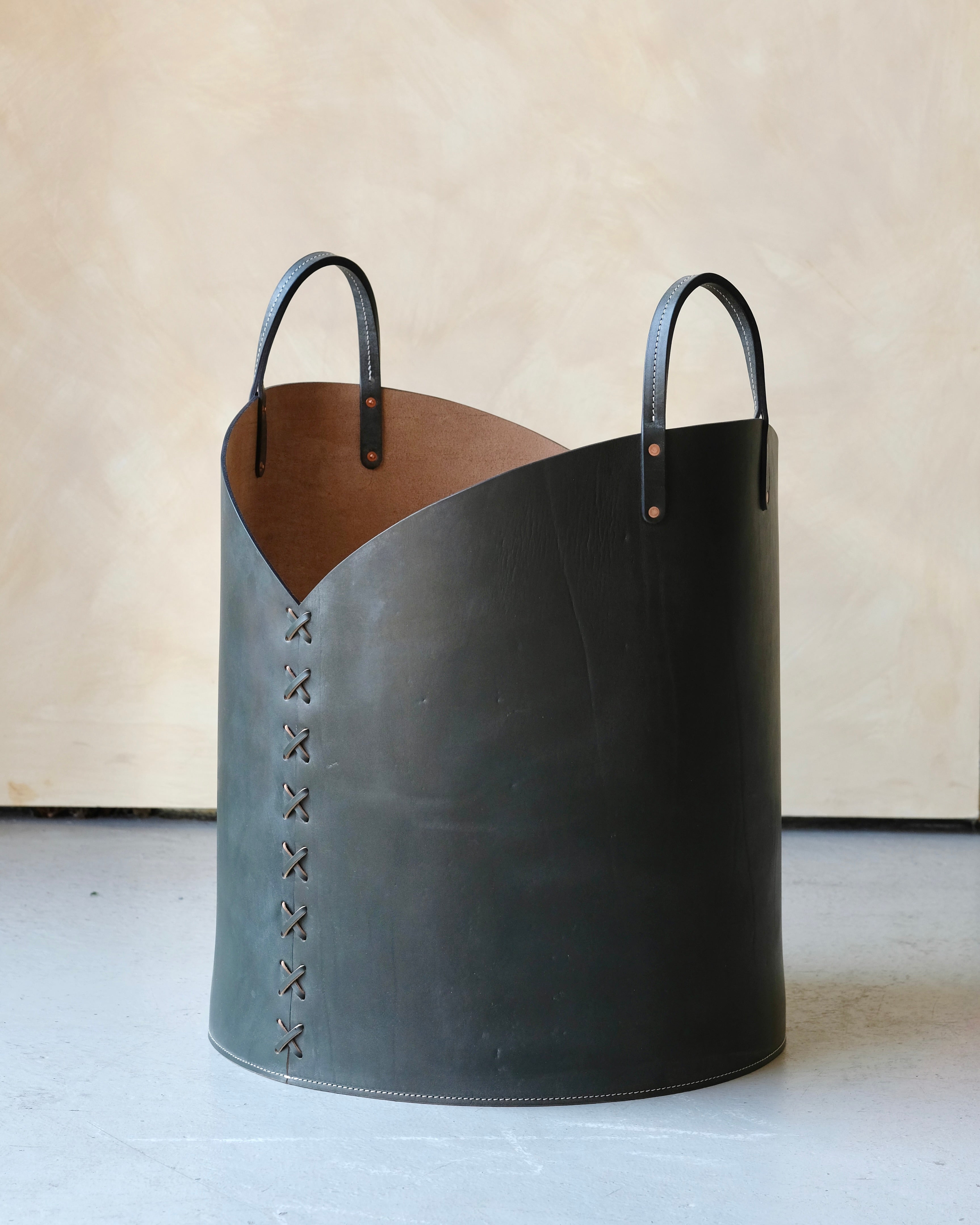 Leather Log Basket - Large