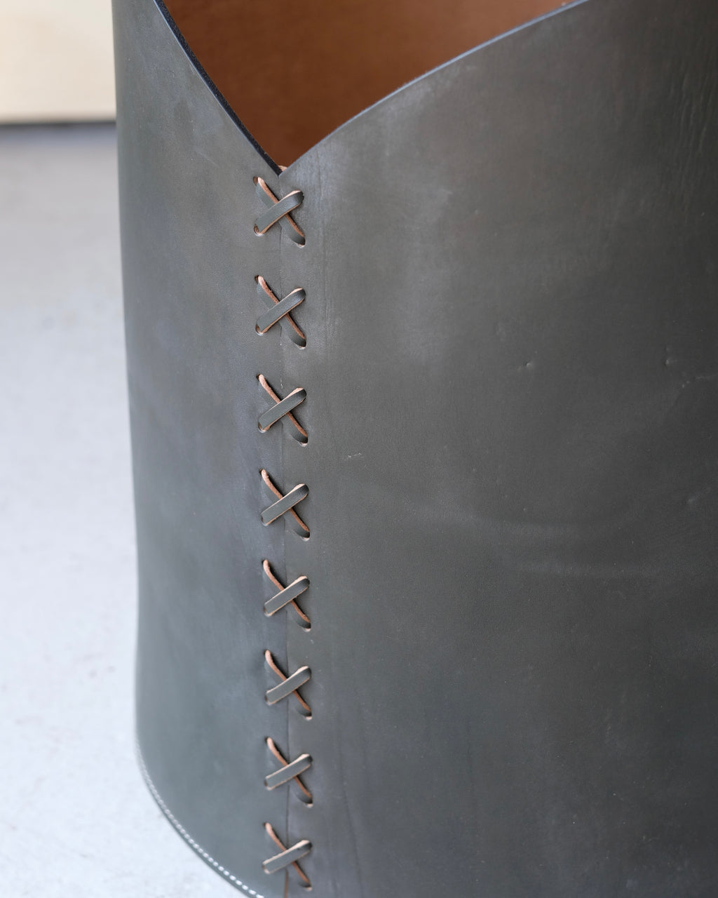 Leather Log Basket - Large