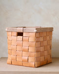 SERON - Woven Leather, Timber Framed Basket - Medium