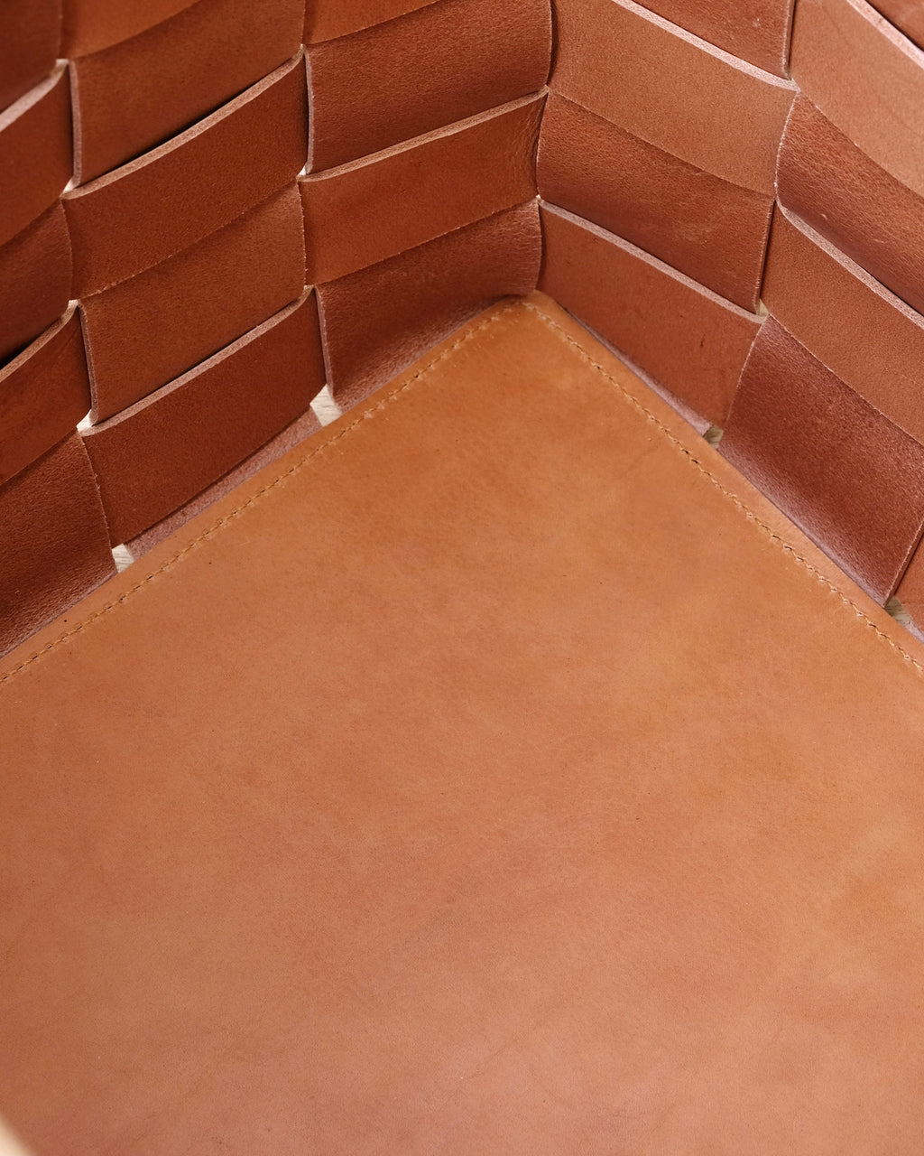 SERON - Woven Leather, Timber Framed Basket - Medium