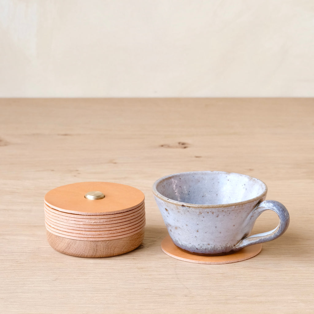 GASKET - Leather and Oak Coaster Set
