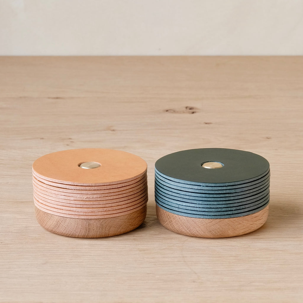GASKET - Leather and Oak Coaster Set