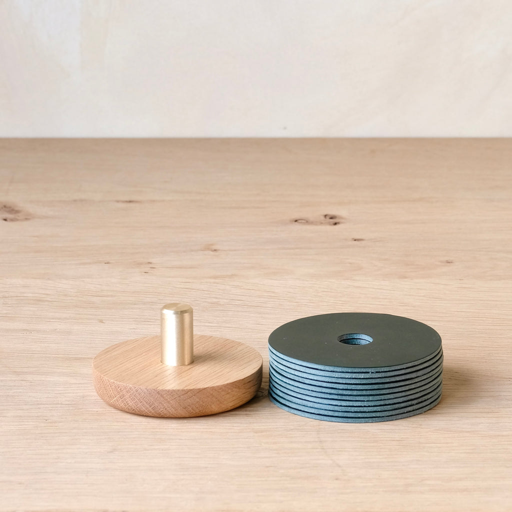 GASKET - Leather and Oak Coaster Set