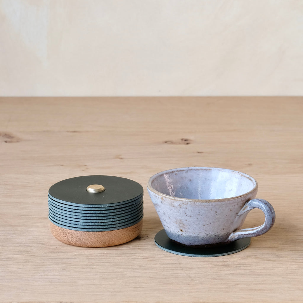 GASKET - Leather and Oak Coaster Set