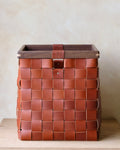 SERON - Woven Leather, Timber Framed Basket - Large