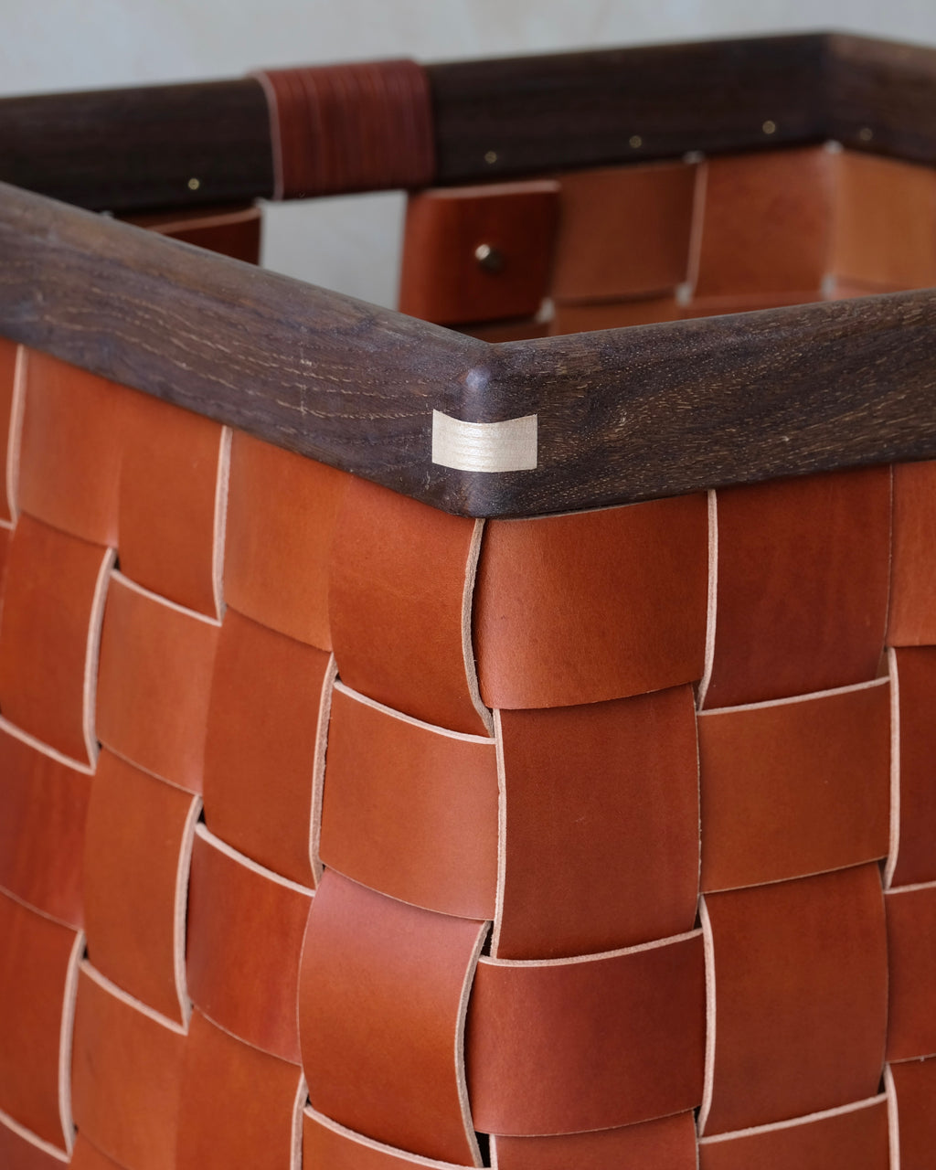 SERON - Woven Leather, Timber Framed Basket - Large