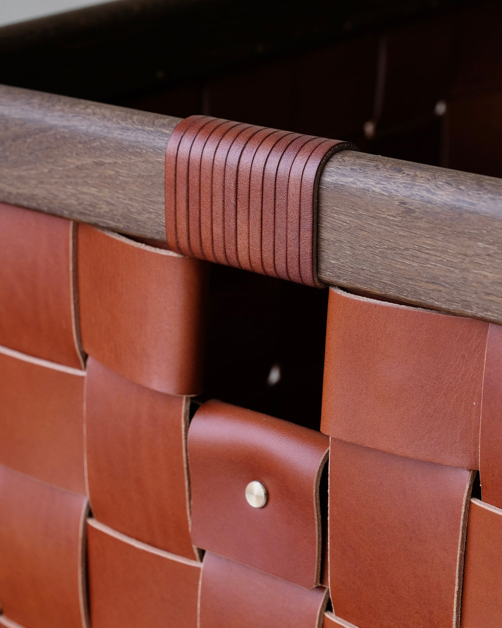 SERON - Woven Leather, Timber Framed Basket - Large