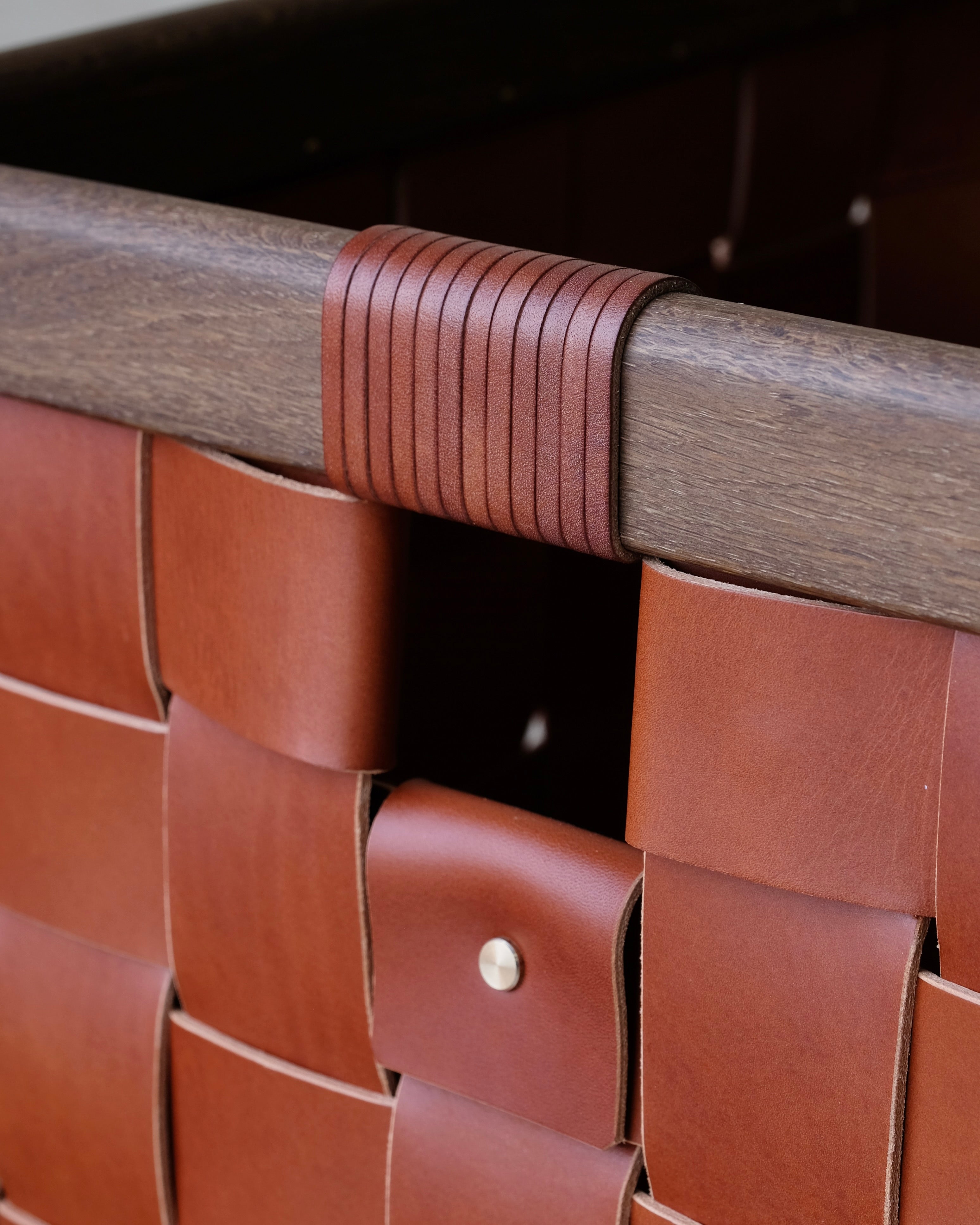 SERON - Woven Leather, Timber Framed Basket - Large