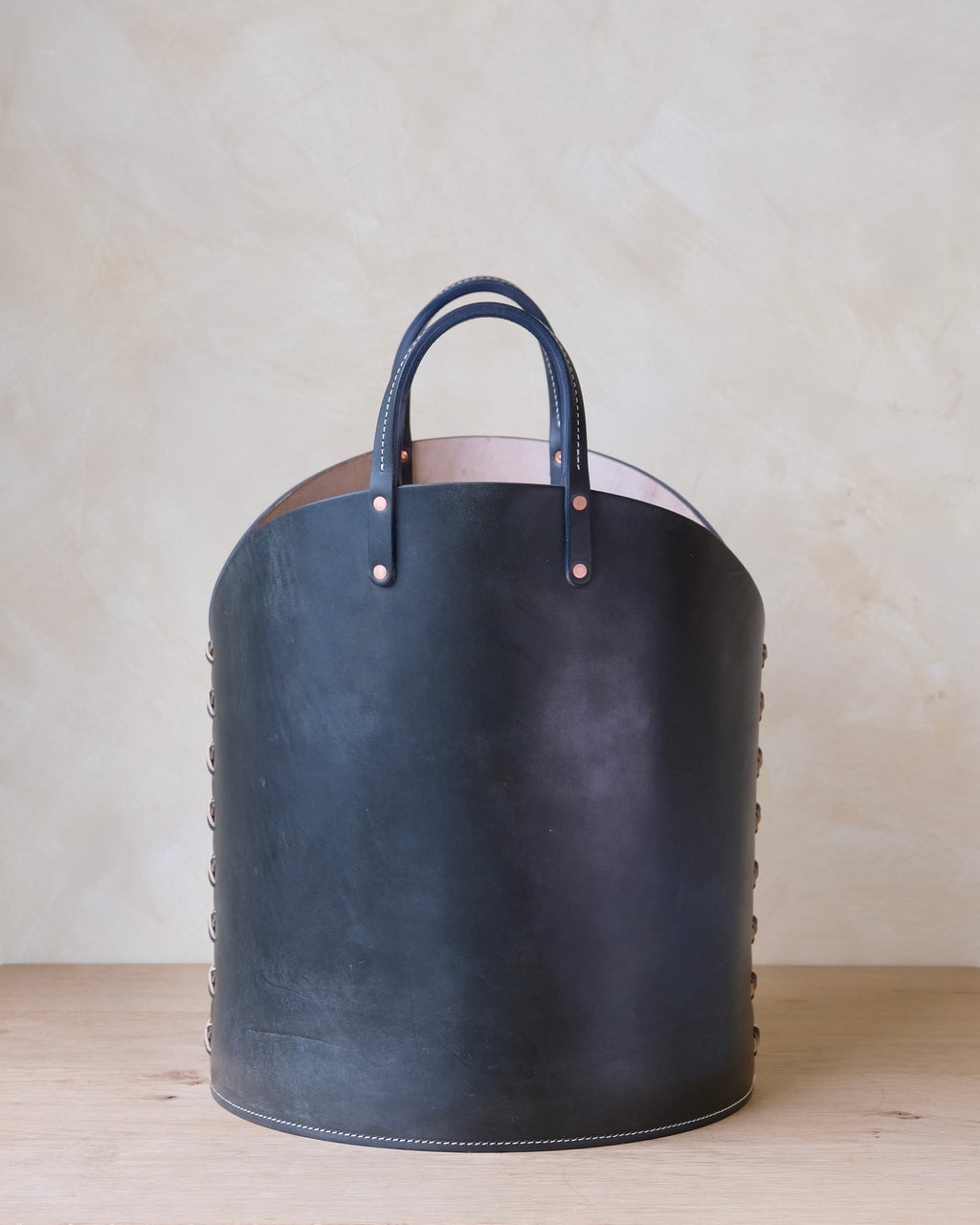 Leather Log Basket - Medium