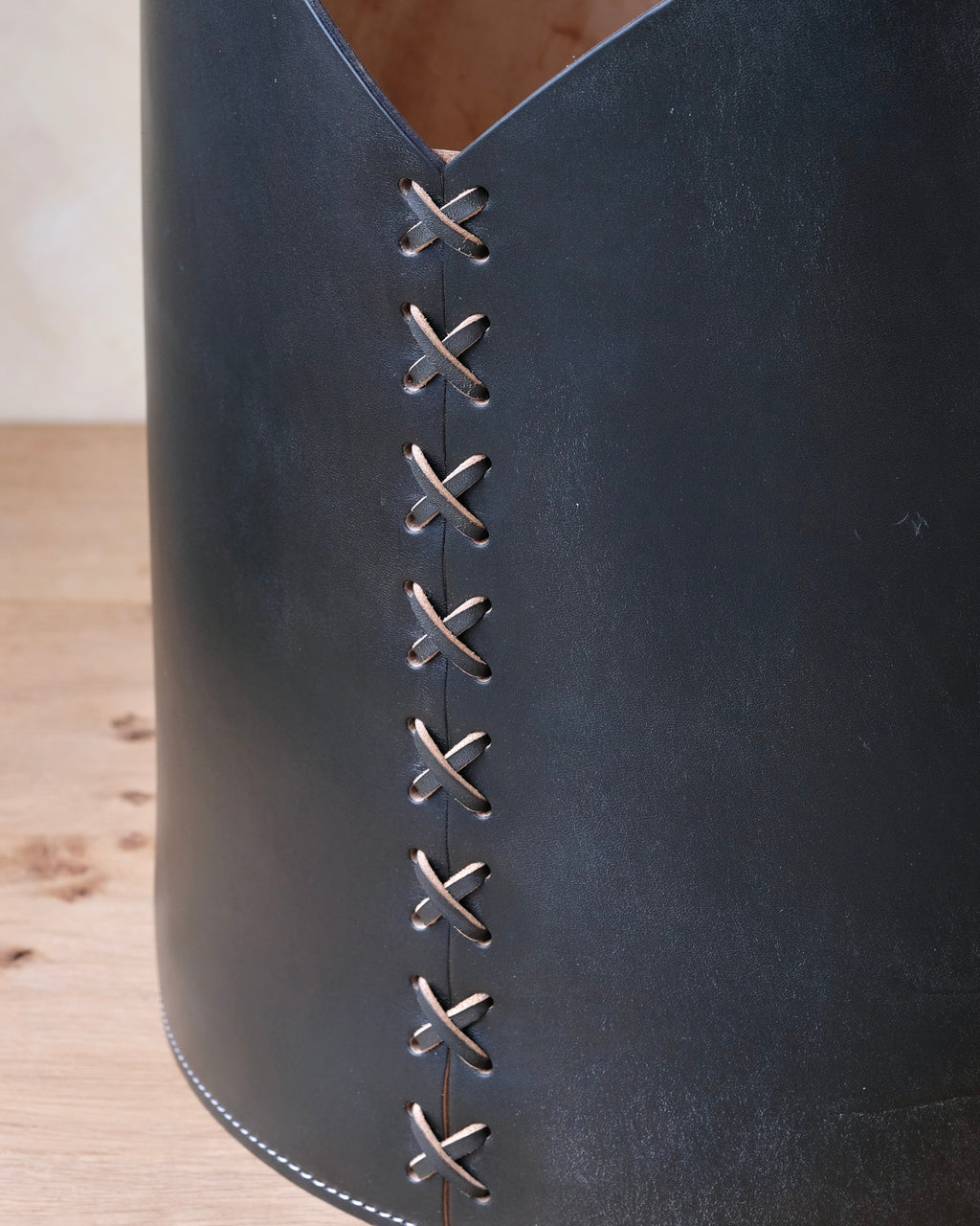 Leather Log Basket - Medium