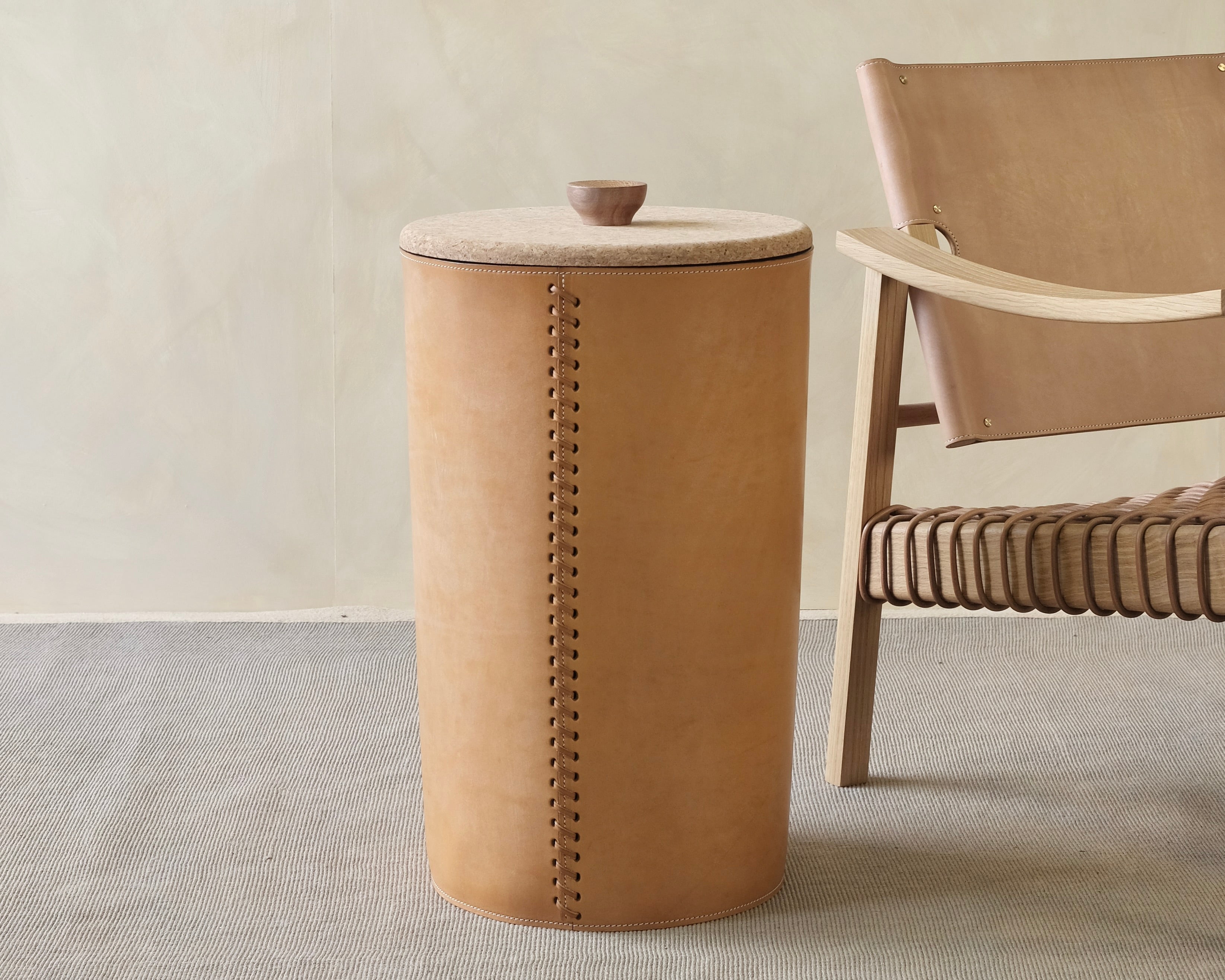 Beige laundry basket