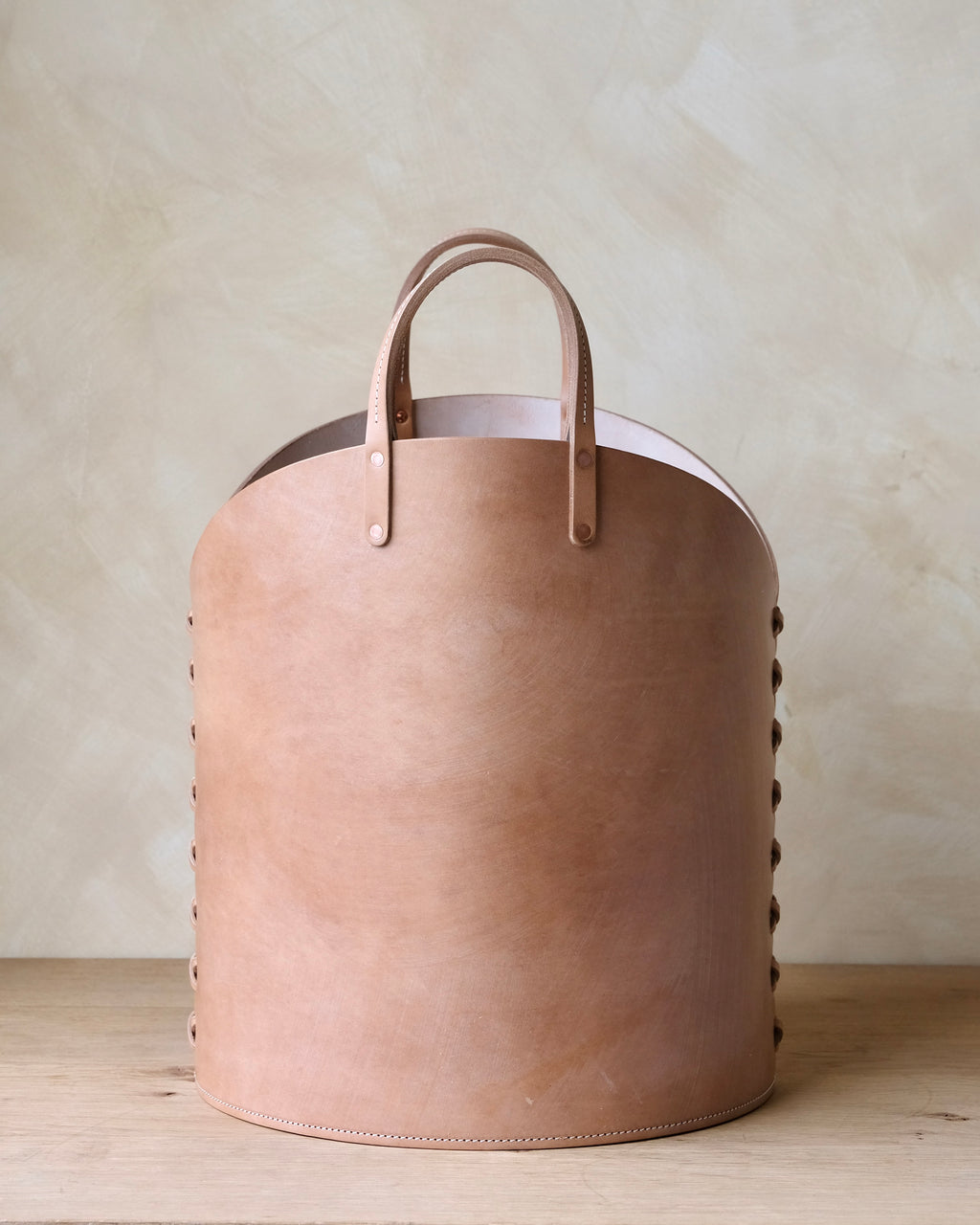 Leather Log Basket - Medium