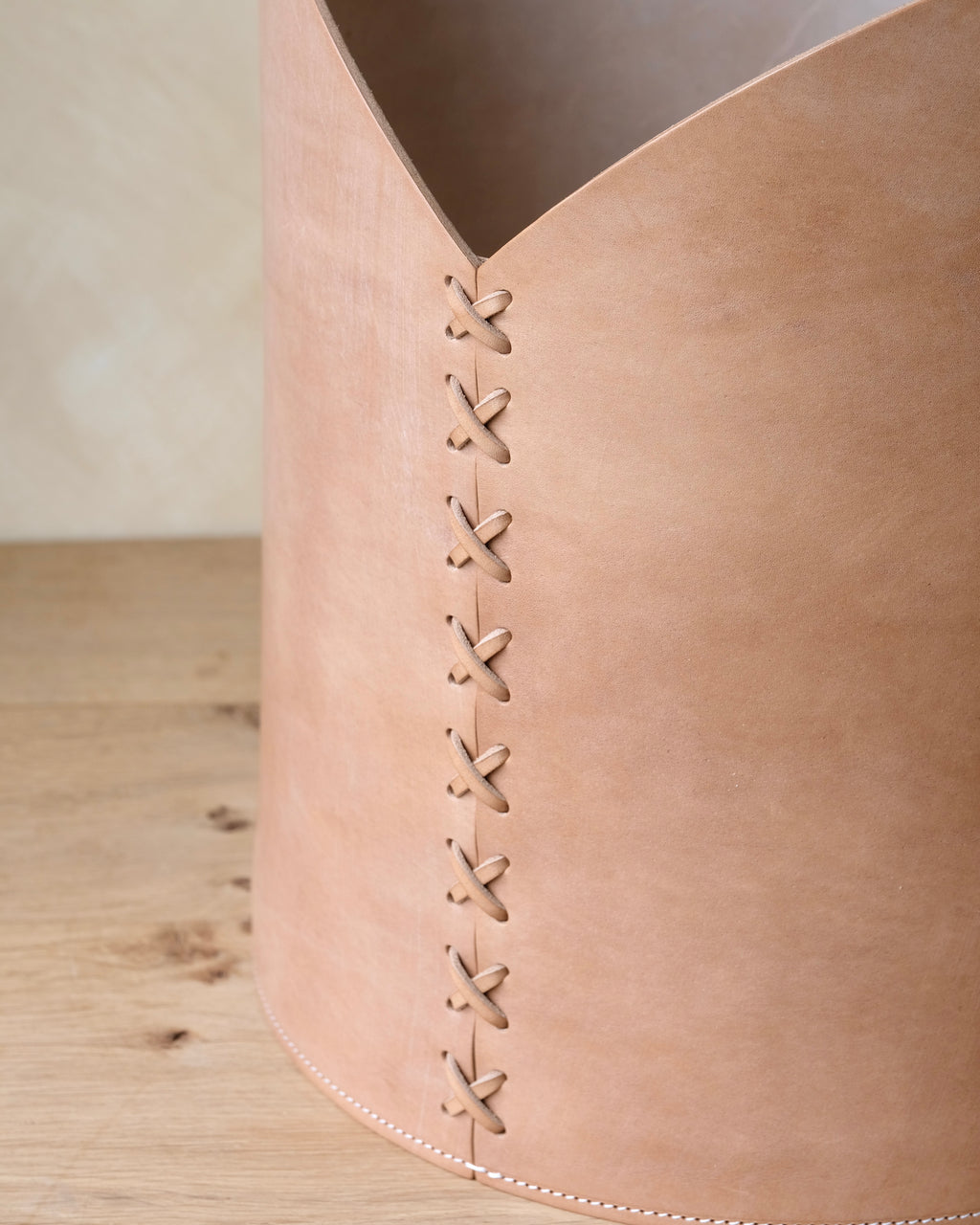 Leather Log Basket - Medium