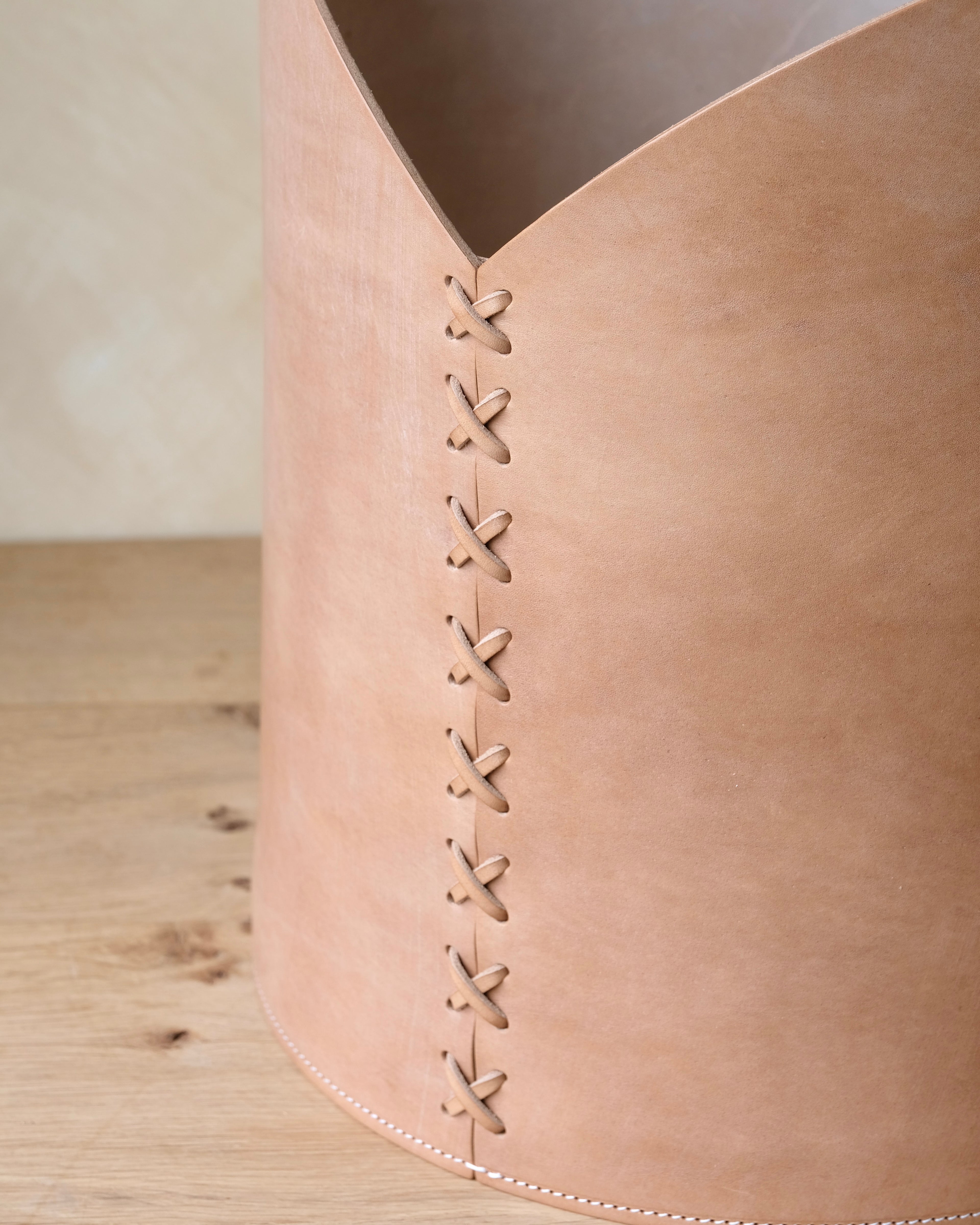 Leather Log Basket - Medium