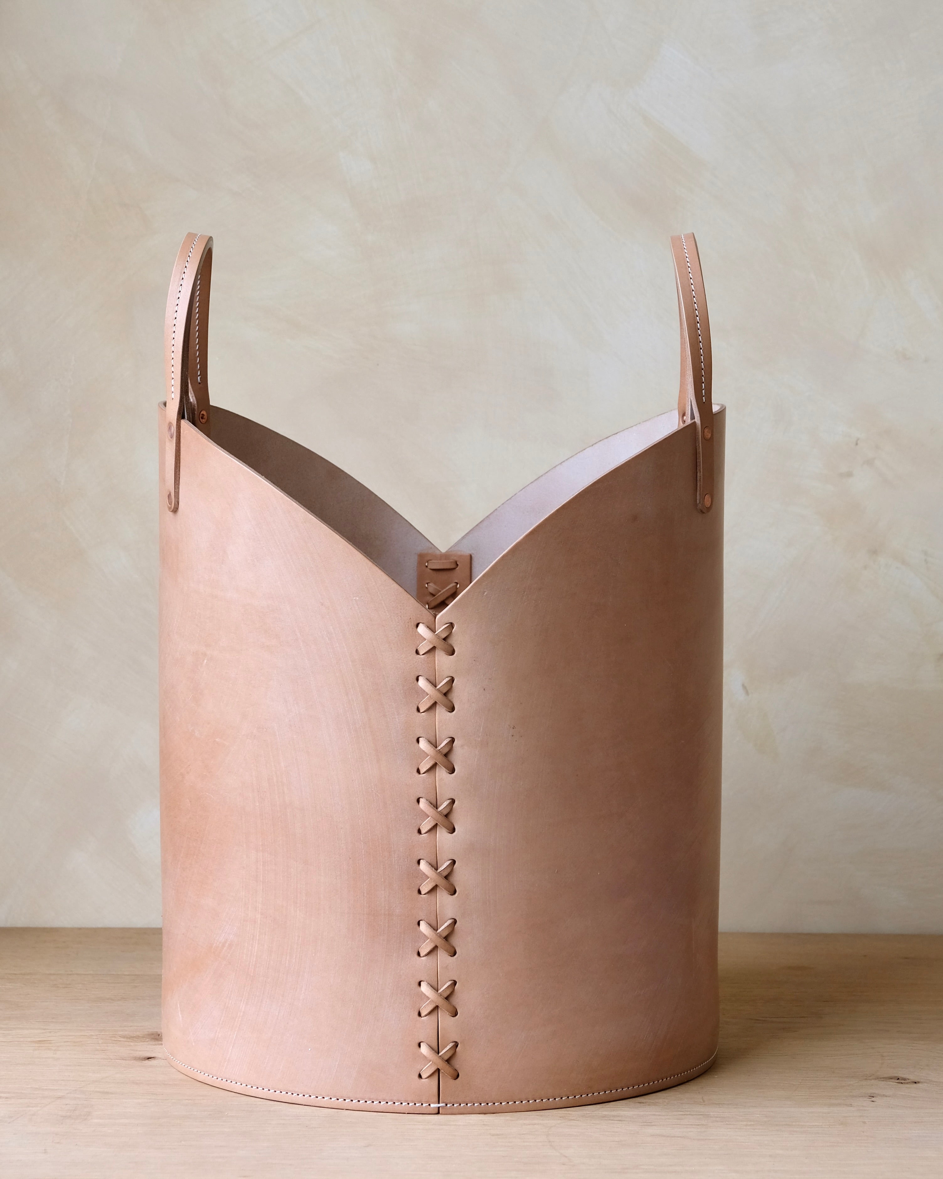 Leather Log Basket - Medium