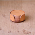 SANTÉ - Leather and Oak Coaster Set