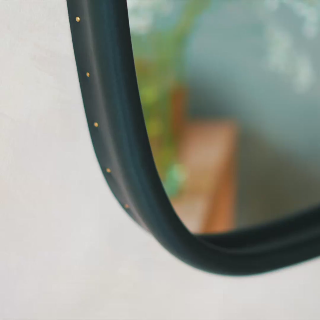 BOLSTER - Large Square - Leather Bound Mirror